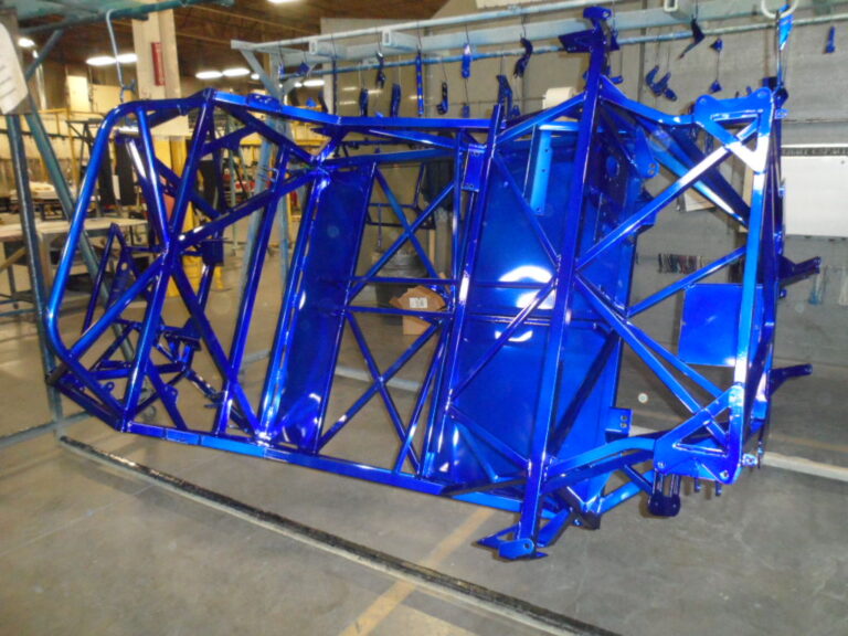 Powder coating car frame